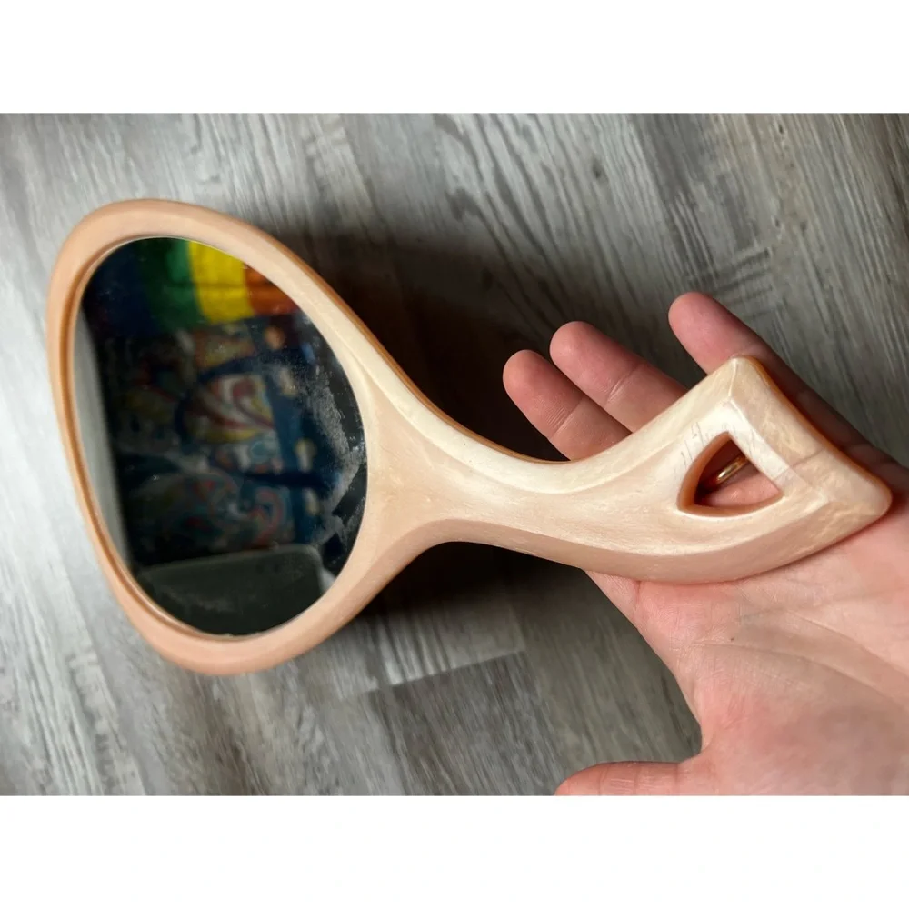 vintage large handheld mirror